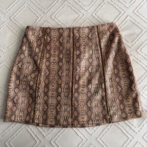 Wild Honey Tan Snake Print Mini Skirt